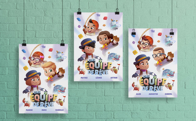 Affiche personnalisée gratuite pour trois enfants