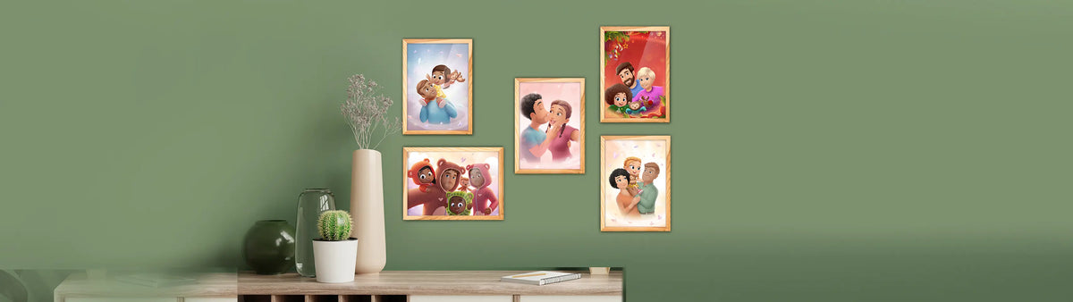 Choisissez votre image personnalisée parmi les différentes configurations proposées et issues de nos livres : pour les couples, les grands-parents ou toute la famille !