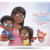 Maman et ses deux enfants apparaissent sur la couverture de la meilleure idée cadeau de Noël et fête des mères : un livre personnalisé Hourra Héros.