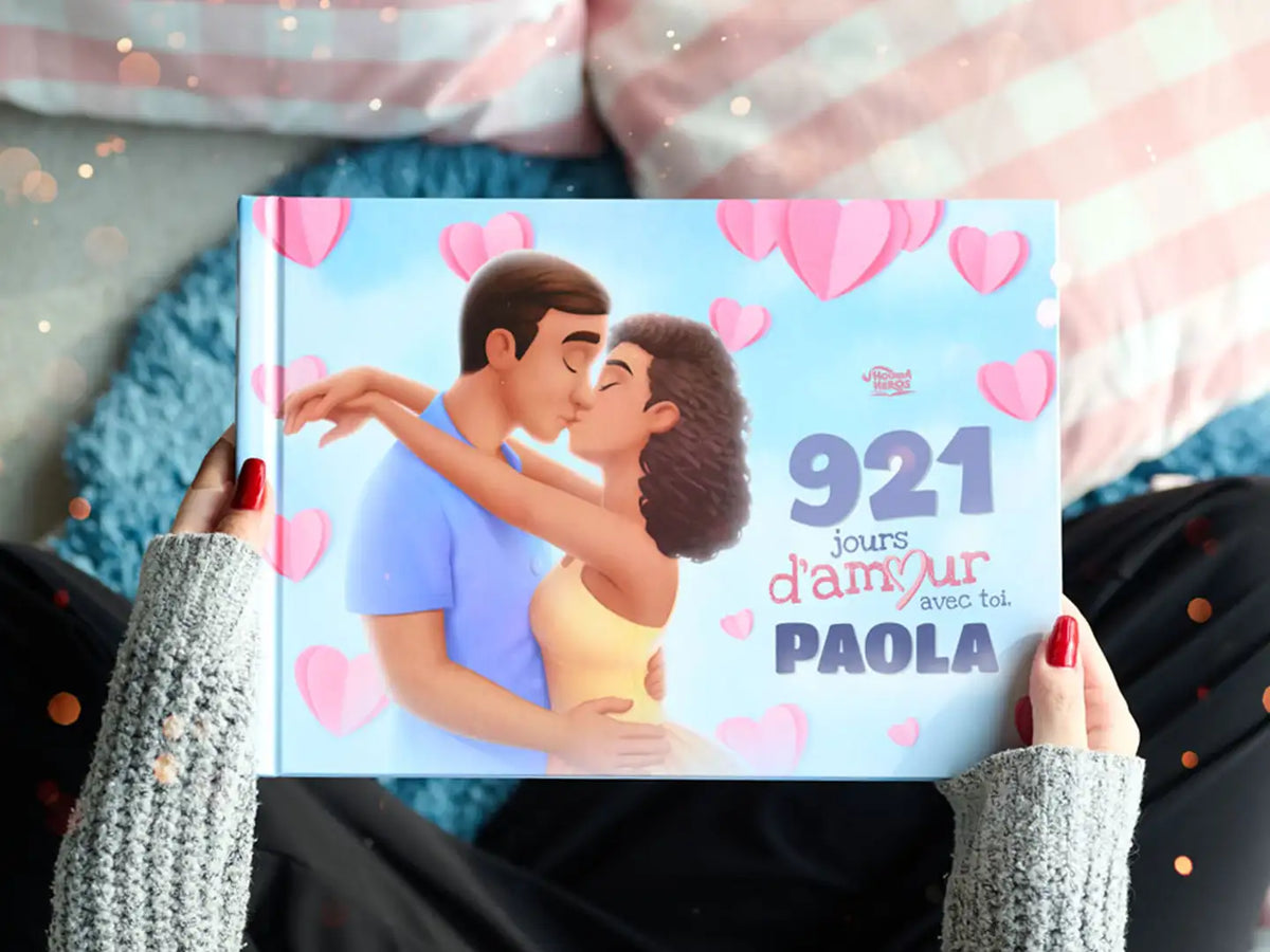 Notre nouveau livre romantique personnalisé célèbre votre histoire d’amour unique, compte vos jours ensemble et est le cadeau parfait pour un anniversaire, la Saint-Valentin ou une occasion spéciale.