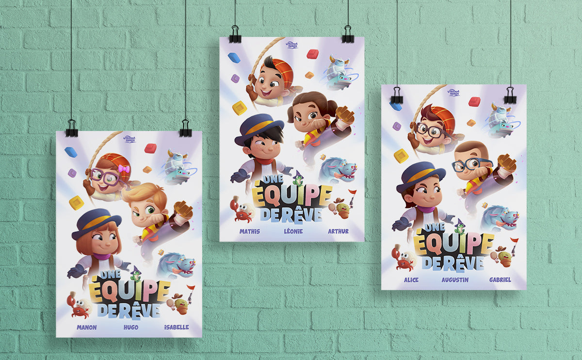Affiche personnalisée gratuite pour trois enfants