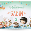 La couverture du livre d'anniversaire personnalisé qui est le cadeau parfait pour un enfant de cinq ans.