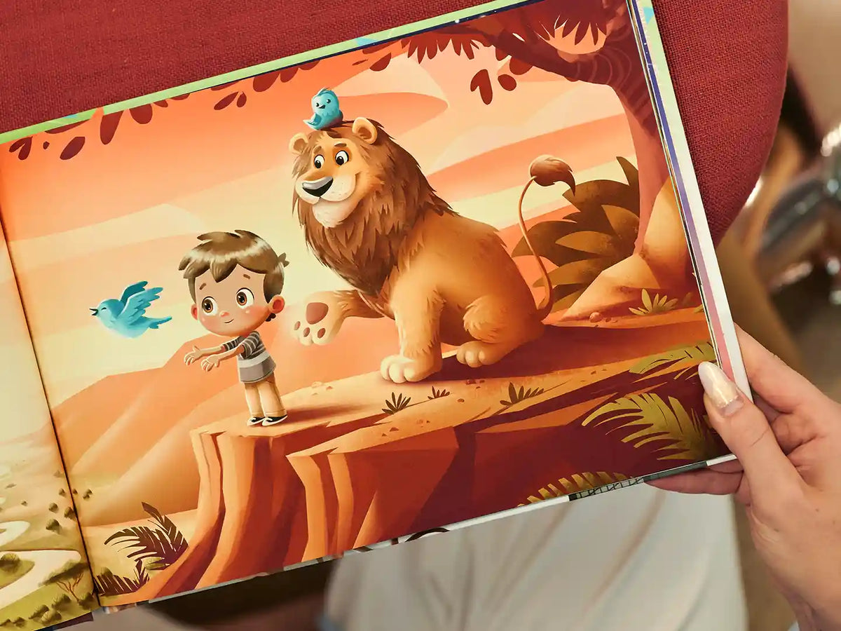 Une illustration du livre d'anniversaire personnalisé pour les enfants de neuf ans.