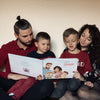 Les couples recomposés, les beaux pères et belles mères peuvent être inclus dans ce livre personnalisé pour les familles.